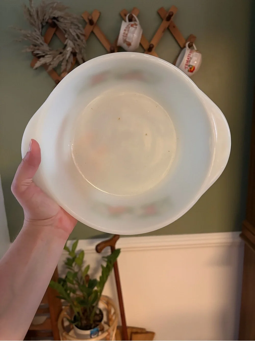 White Glass Strawberry Floral Casserole Dish